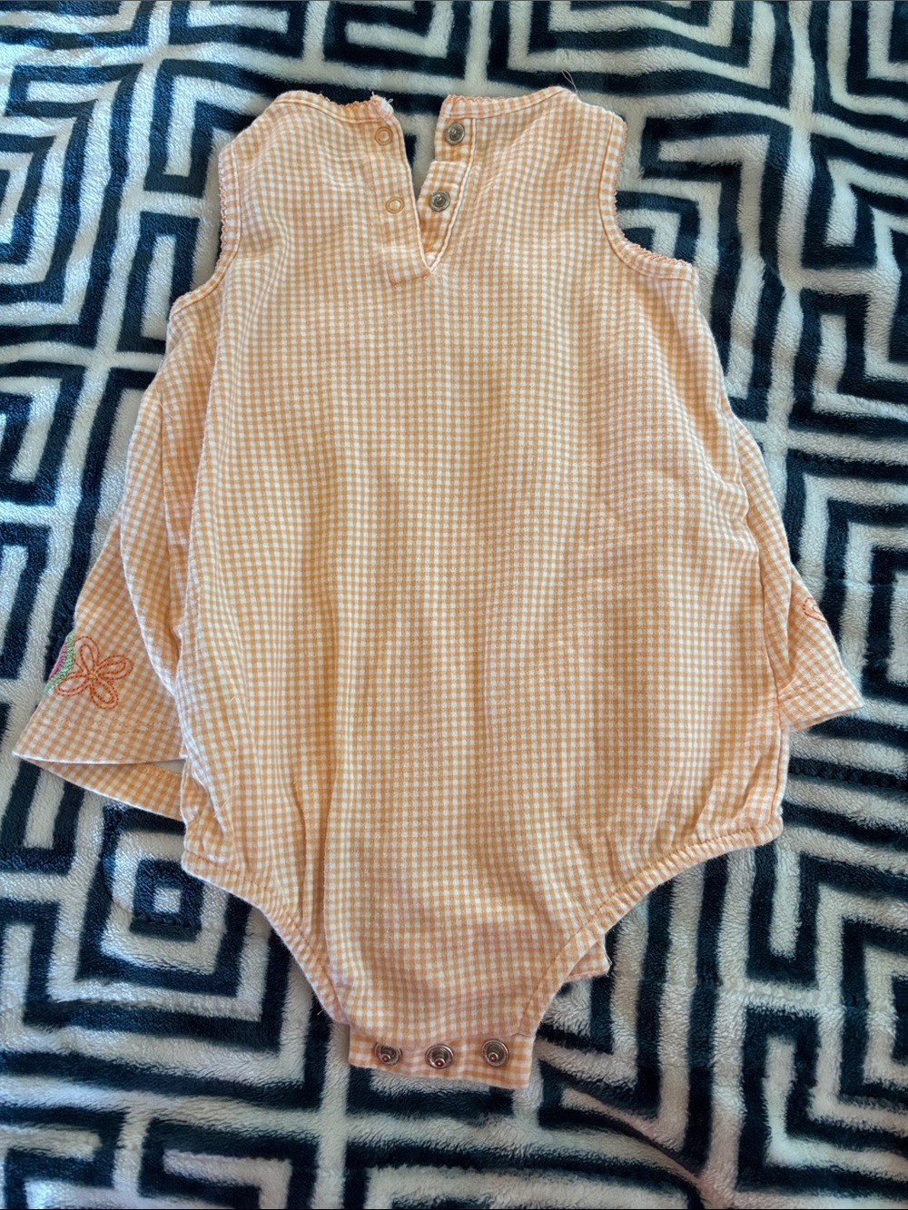 Carter's Peach Gingham Snap-Back Baby Romper - Picture 4 of 4
